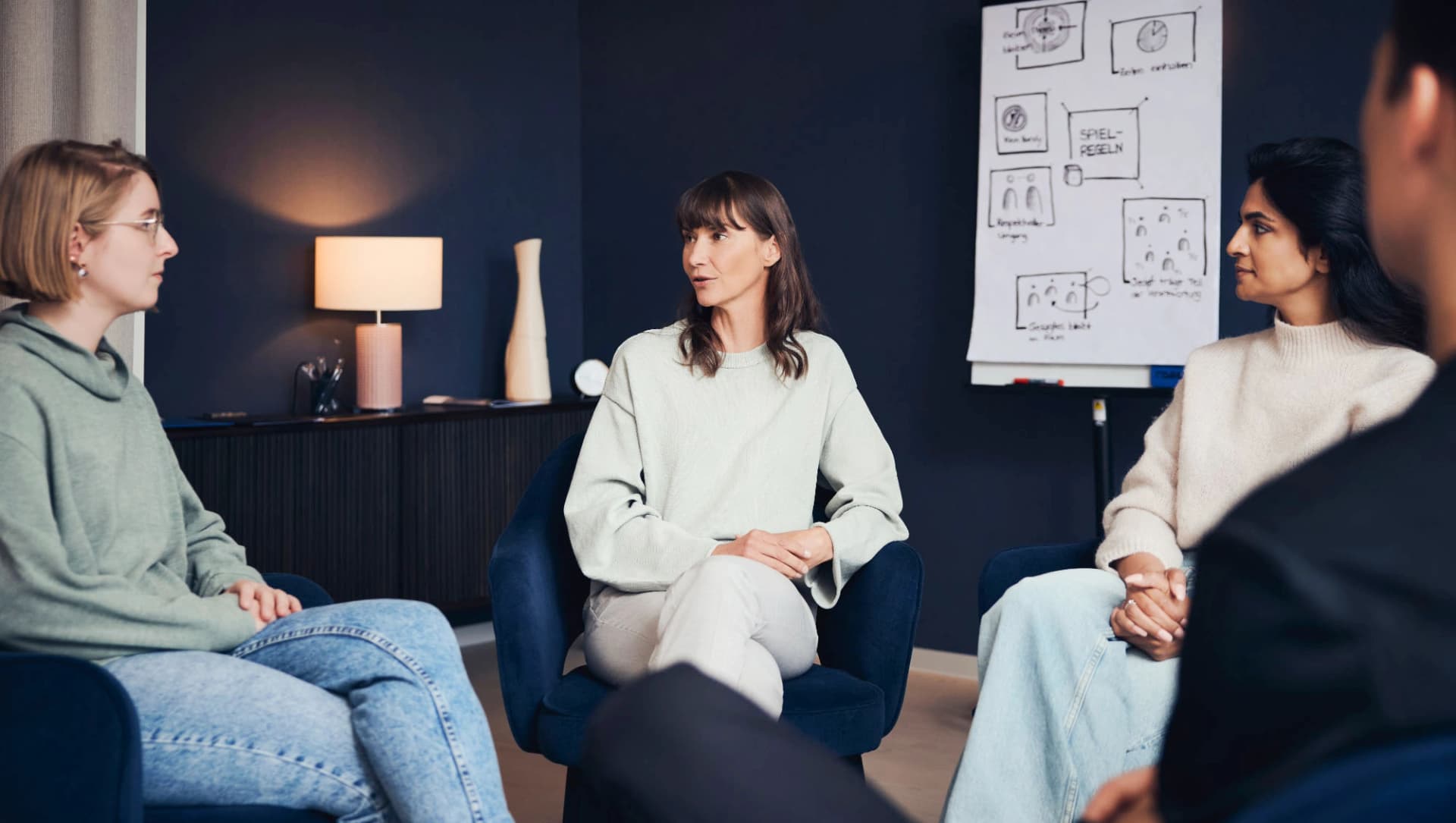 Patientengruppe im Therapiegespräch